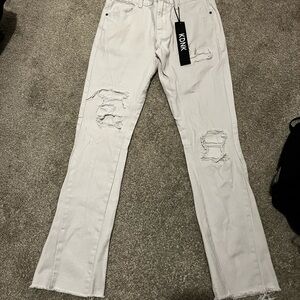 KDNK flared white jeans